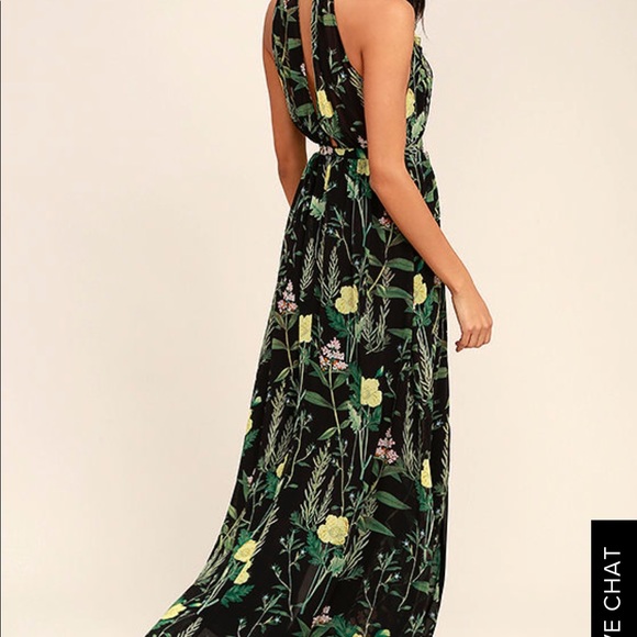 Lulus Leaf Your Mark Black Floral Print Maxi Dress Size XS - Picture 3 of 10